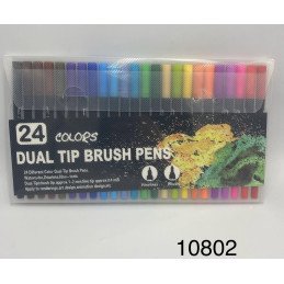FLAMASTRY DWUSTRONNE DUAL TIP BRUSH MAZAKI I CIENKOPISY 24SZT