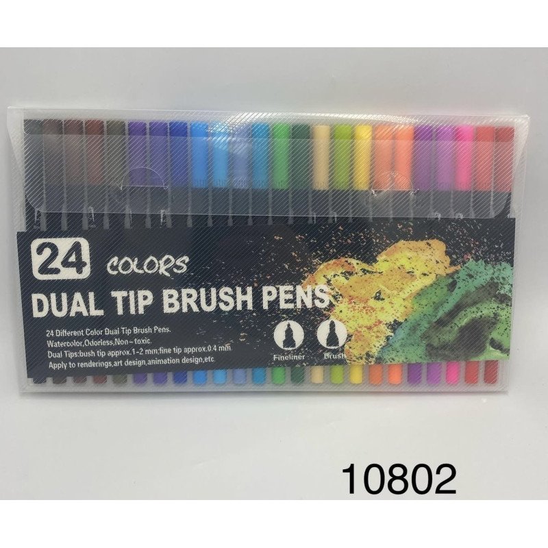 FLAMASTRY DWUSTRONNE DUAL TIP BRUSH MAZAKI I CIENKOPISY 24SZT FLAMASTRY DWUSTRONNE DUAL TIP BRUSH MAZAKI I CIENKOPISY 24SZT