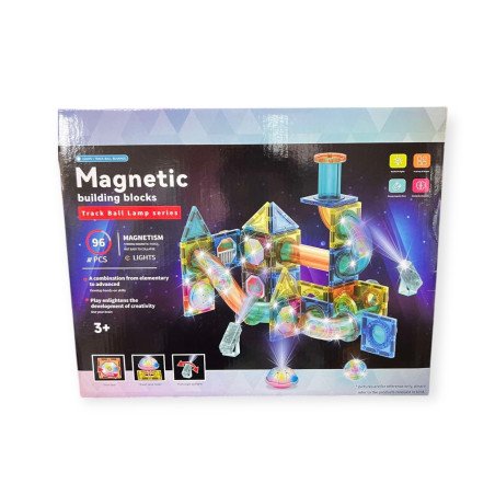 KLOCKI MAGNETYCZNE TOR KULKOWY 96 SZT PODŚWIETLANE
