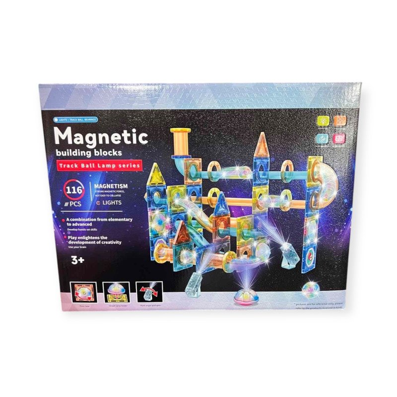 KLOCKI MAGNETYCZNE TOR KULKOWY 116 SZT PODŚWIETLANE KLOCKI MAGNETYCZNE TOR KULKOWY 116 SZT PODŚWIETLANE