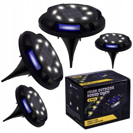 4X LAMPKI SOLARNE GRUNTOWE DISK LIGHT