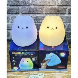 SQUISHY KOTY SILIKONOWA MIĘKKA LAMPA NOCNA LED NA USB