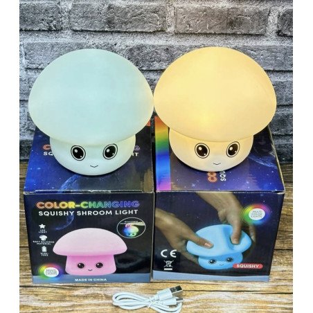 SQUISHY MUSHROOM SILIKONOWA MIĘKKA LAMPA NOCNA LED NA USB