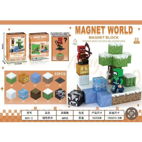 KLOCKI 53PCS MAGNETYCZNE MINECRAFT
