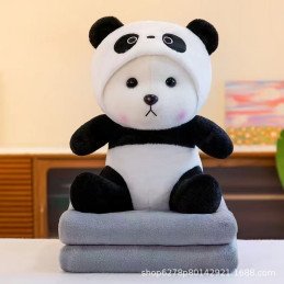 PODUSZKA MASKOTKA PANDA Z KOCEM