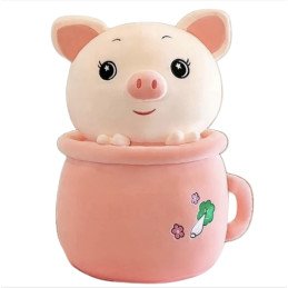 PLUSZOWA MASKOTKA ŚWINKA W KUBU 65CM