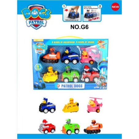 ZESTAW 9SZT AUTKA FIGURKI NA NAPĘD PSI PATROL