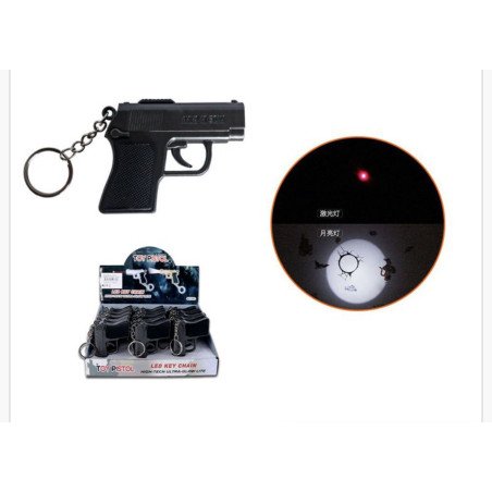 BRELOK PISTOLET ŚWIATŁO LASEROWE LATARKA