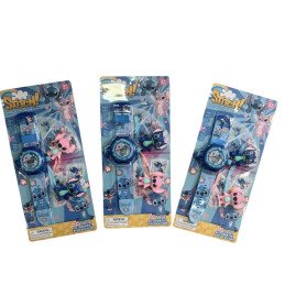 ZEGARKI Z PROJEKTOR STITCH + 2 BRELOK GUMOWE STITCH