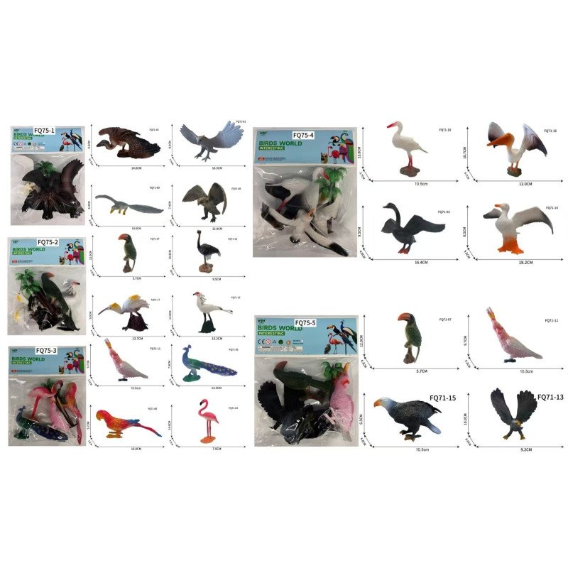 4SZT FIGURKI GUMOWE PTAK BIRDS WORLD 4SZT FIGURKI GUMOWE PTAK BIRDS WORLD