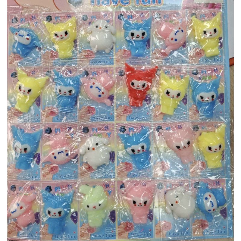 SQUISHY GNIOTEKI 24SZT MINI PIKACHU, KUROMI, HELLO KITTY, MELODY, CINAMOROLL SQUISHY GNIOTEKI 24SZT MINI PIKACHU, KUROMI, HELLO KITTY, MELODY, CINAMOROLL
