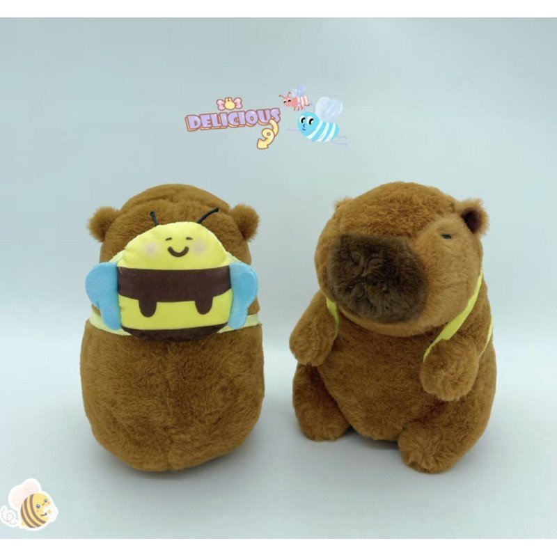 PLUSZOWA MASKOTKA KAPIBARA Z PLECAKIEM 22CM