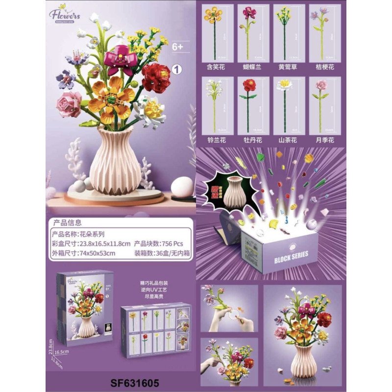 KLOCKI FLOWERS KWIATY BUKET