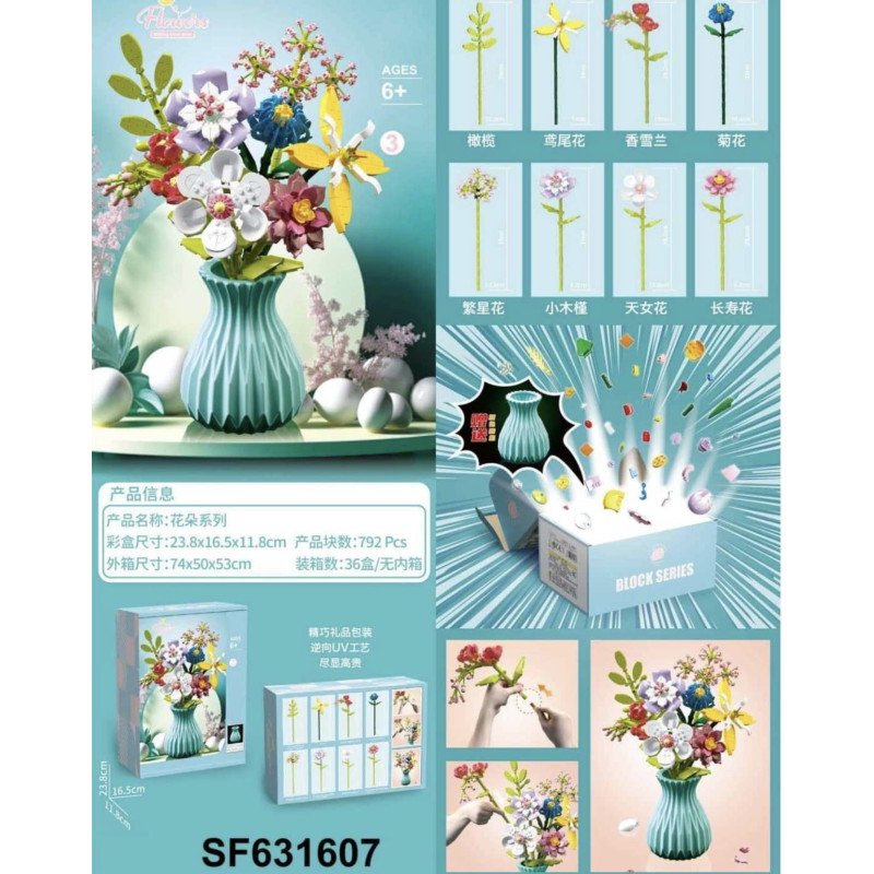 KLOCKI FLOWERS KWIATY BUKET