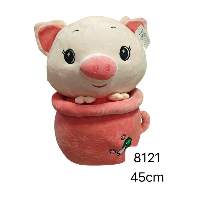 PLUSZOWA MASKOTKA ŚWINKA W KUBKU 45CM