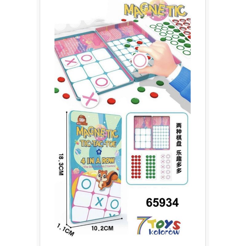 GRA PLANSZOWA MAGNETIC TIC-TAC-TOE 4 IN A ROW
