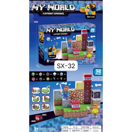 KLOCKI MAGNETYCZNE MINECRAFT 32 ELEMENTÓW