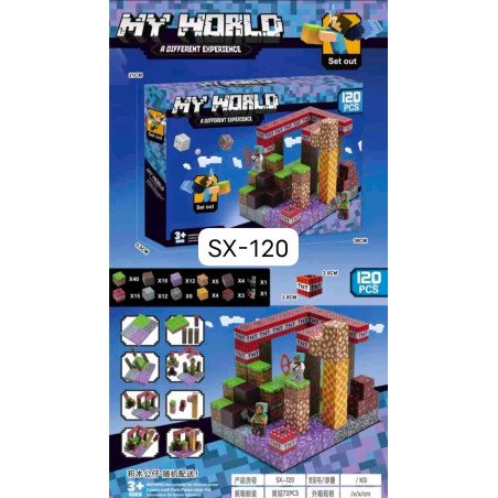 KLOCKI MAGNETYCZNE MINECRAFT 120 ELEMENTÓW