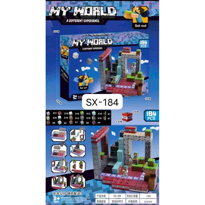 KLOCKI MAGNETYCZNE MINECRAFT 184 ELEMENTÓW