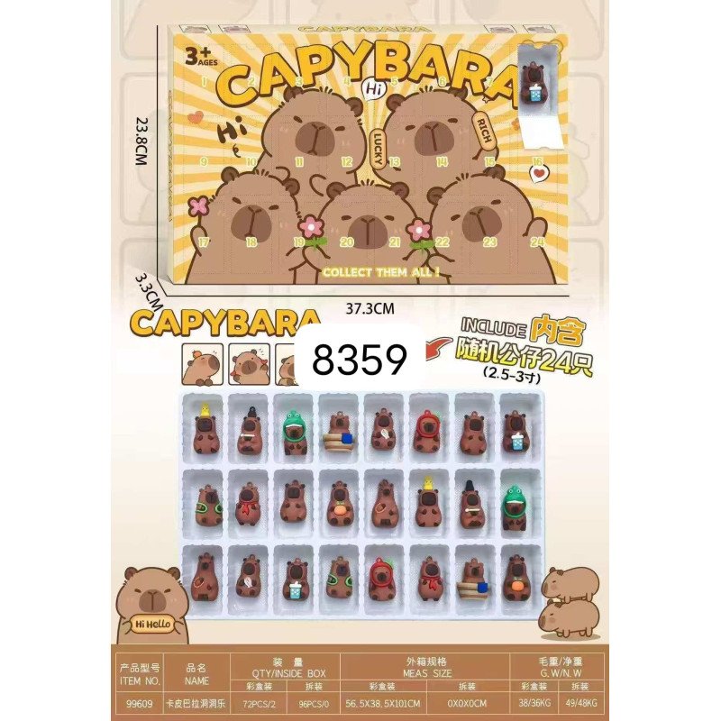 ZESTAW 24SZT FIGURKI KALENDARZ ADWENTOWY KAPIBARA