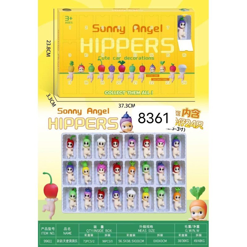 ZESTAW 24SZT FIGURKI KALENDARZ ADWENTOWY HIPPERS SONNY ANGEL
