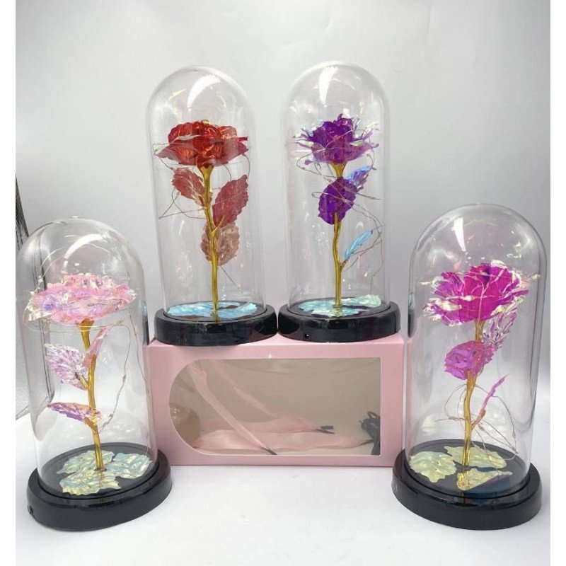 WIECZNA RÓŻA W SKŁE LED NA USB