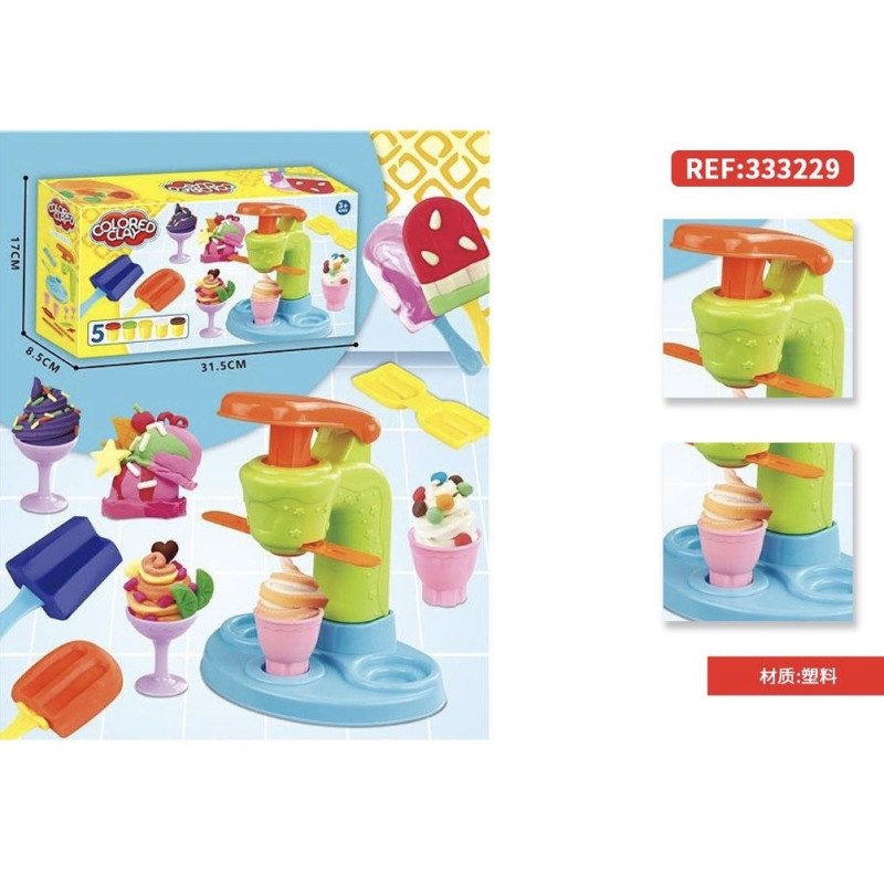 ZESTAW Z KOLOROWĄ MASĄ PLASTYCZNĄ MASZYNA DO LODÓW