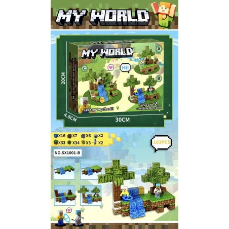 KLOCKI 103PCS MAGNETYCZNE MY WORLD MINECRAFT