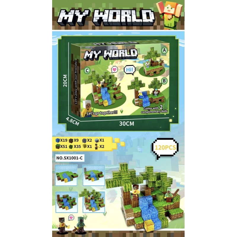 KLOCKI 120PCS MAGNETYCZNE MY WORLD MINECRAFT
