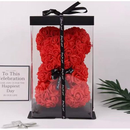 MIŚ Z RÓŻ W PUDEŁKIEM 25CM