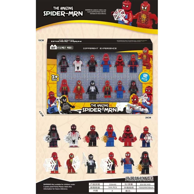 ZESTAW 12SZT MINI FIGURKI KLOCKI SPIDER MAN