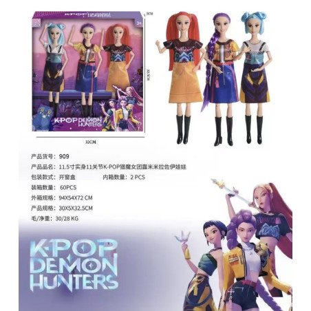 ZESTAW 3SZT LALKA K-POP DEMON HUNTERS