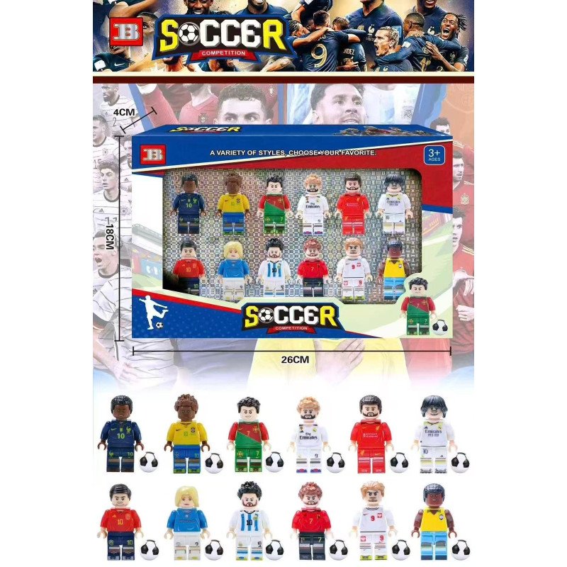ZESTAW 12SZT KLOCKI FIGURKI PIŁKARSKIE SOCCER