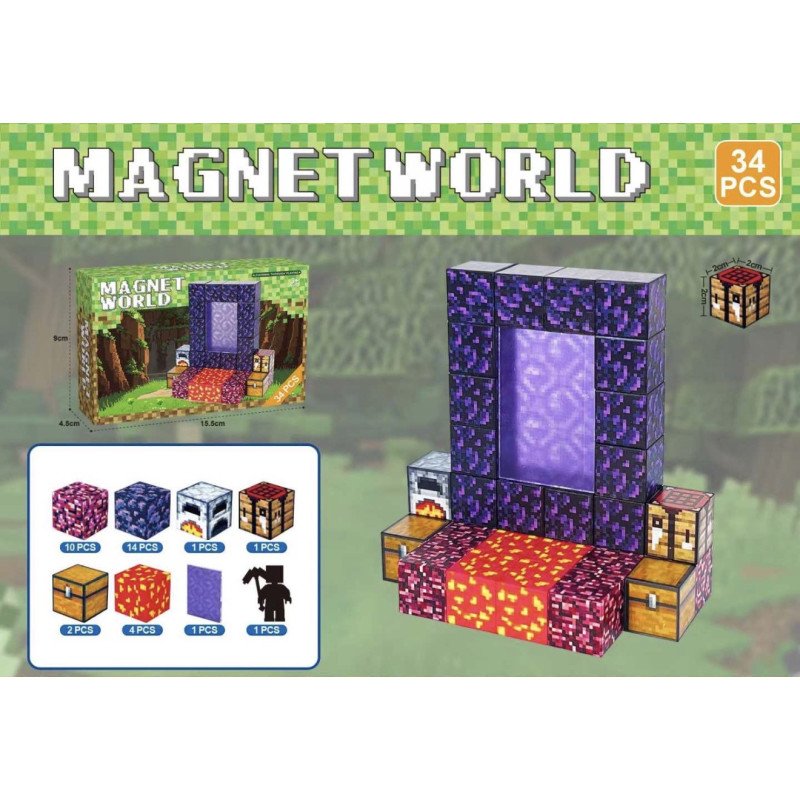 KLOCKI MAGNETYCZNE 34PCS MINECRAFT