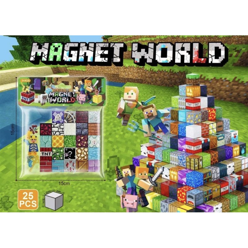 KLOCKI MAGNETYCZNE 25PCS MINECRAFT