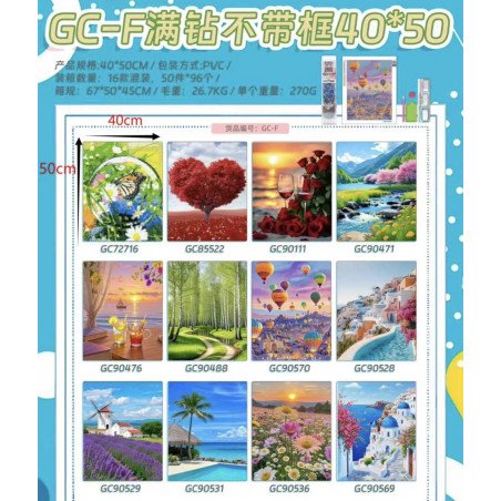 ZESTAW DO MALOWANIA DIAMENTAMI 40*50CM