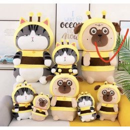 PLUSZAK MASKOTKA PIES PRZEBRANY ZA ŻÓŁTĄ PSZCZOŁĘ 60CM