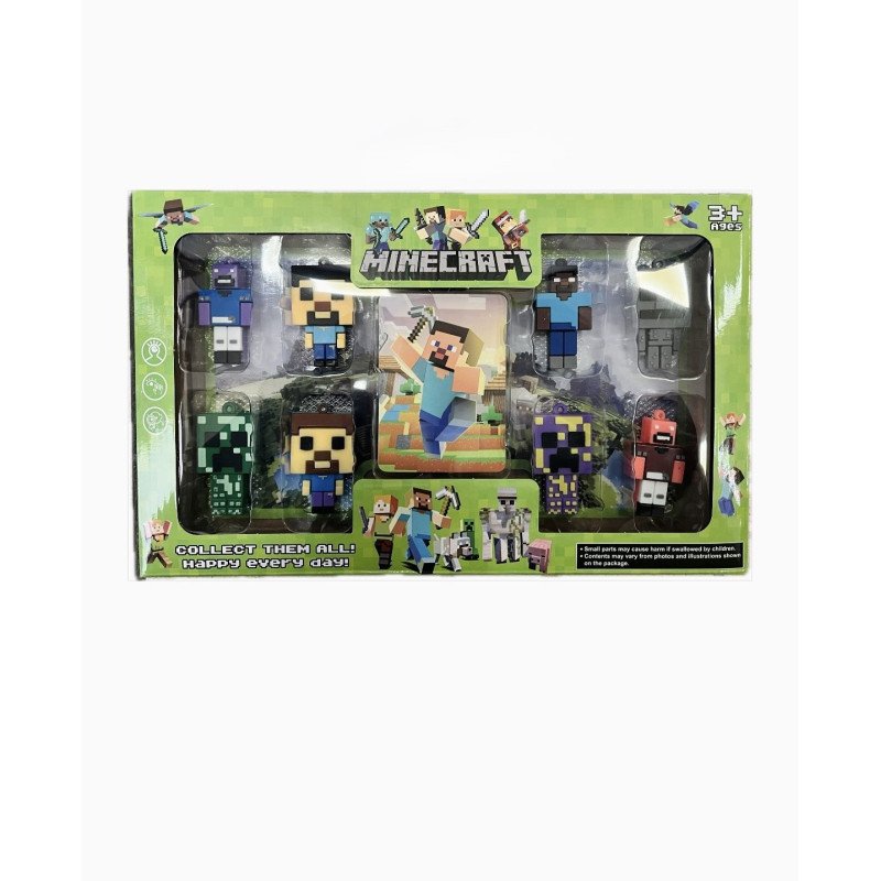ZESTAW 8SZT FIGURKI + 8X KARTA MINECRAFT