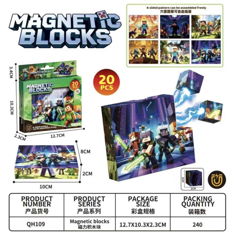 KLOCKI MAGNETYCZNE 20PCS MINECRAFT