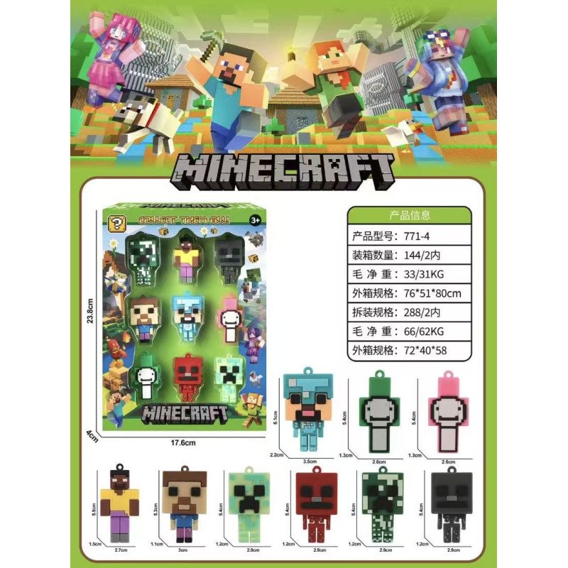 ZESTAW 9SZT FIGURKI MINECRAFT