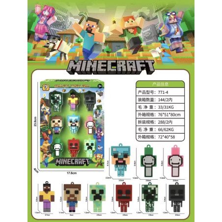 ZESTAW 9SZT FIGURKI MINECRAFT