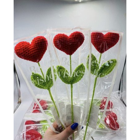 SERCE KWIAT SZTUCZNY SZYDEŁKOWY W CELOFANIE 42CM