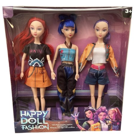ZESTAW 3SZT LALKA K-POP HAPPY DOLL FASHION