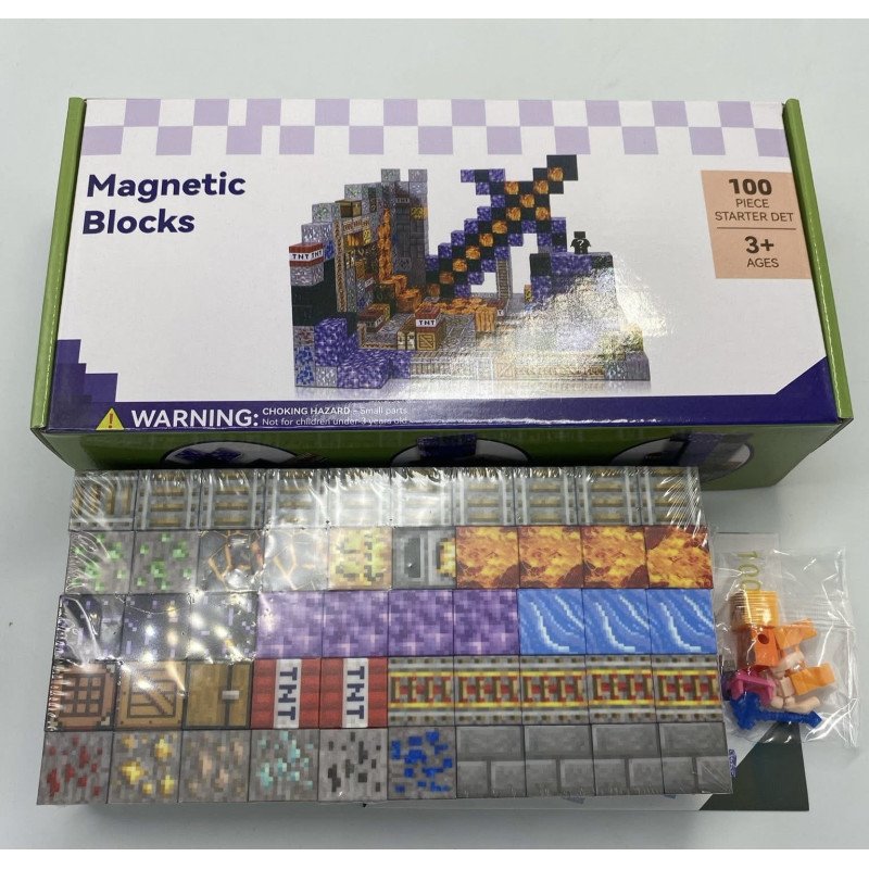 KLOCKI MAGNETYCZNE 100PCS MINECRAFT