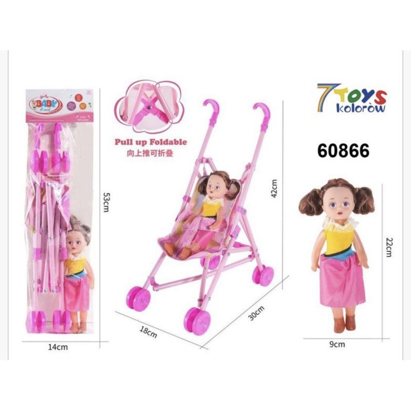 ZABAWKOWY WOZEK Z LALKA