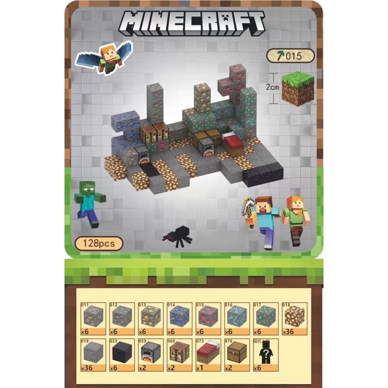 KLOCKI MAGNETYCZNE 128PCS MINECRAFT