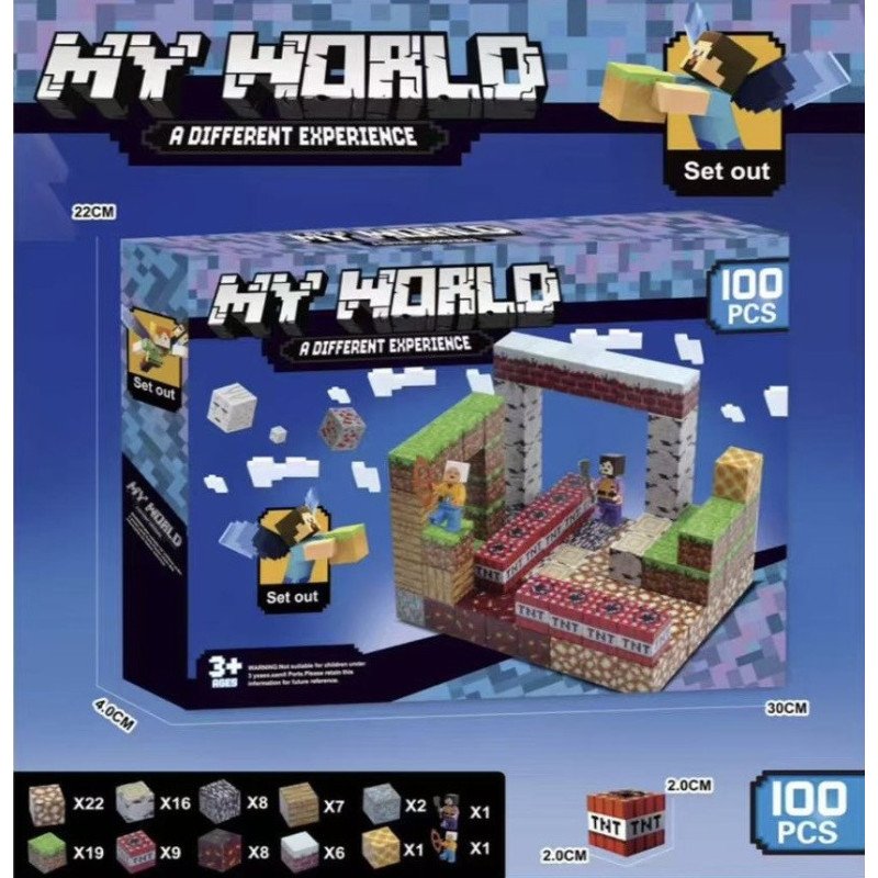KLOCKI MAGNETYCZNE 100PCS MY WORLD MINECRAFT