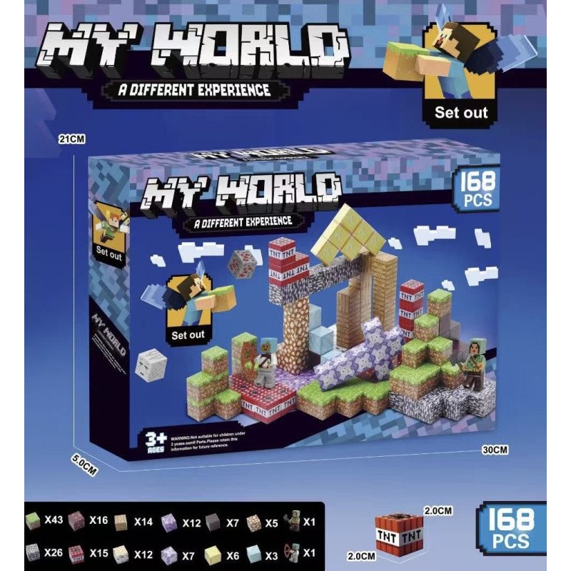 KLOCKI MAGNETYCZNE 168PCS MY WORLD MINECRAFT