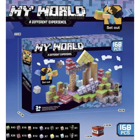 KLOCKI MAGNETYCZNE 168PCS MY WORLD MINECRAFT