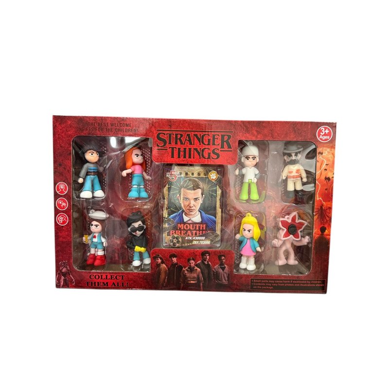 ZESTAW 8SZT FIGURKI + KARTA STRANGER THINGS